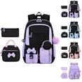 thumbnail image 5 of Backpack, 3Pcs Backpack Set with Insulated Lunch Box & Pencil Case, Waterproof Lightweight Bookbag, Cute Bow Travel Daypack - (Blue), 5 of 9