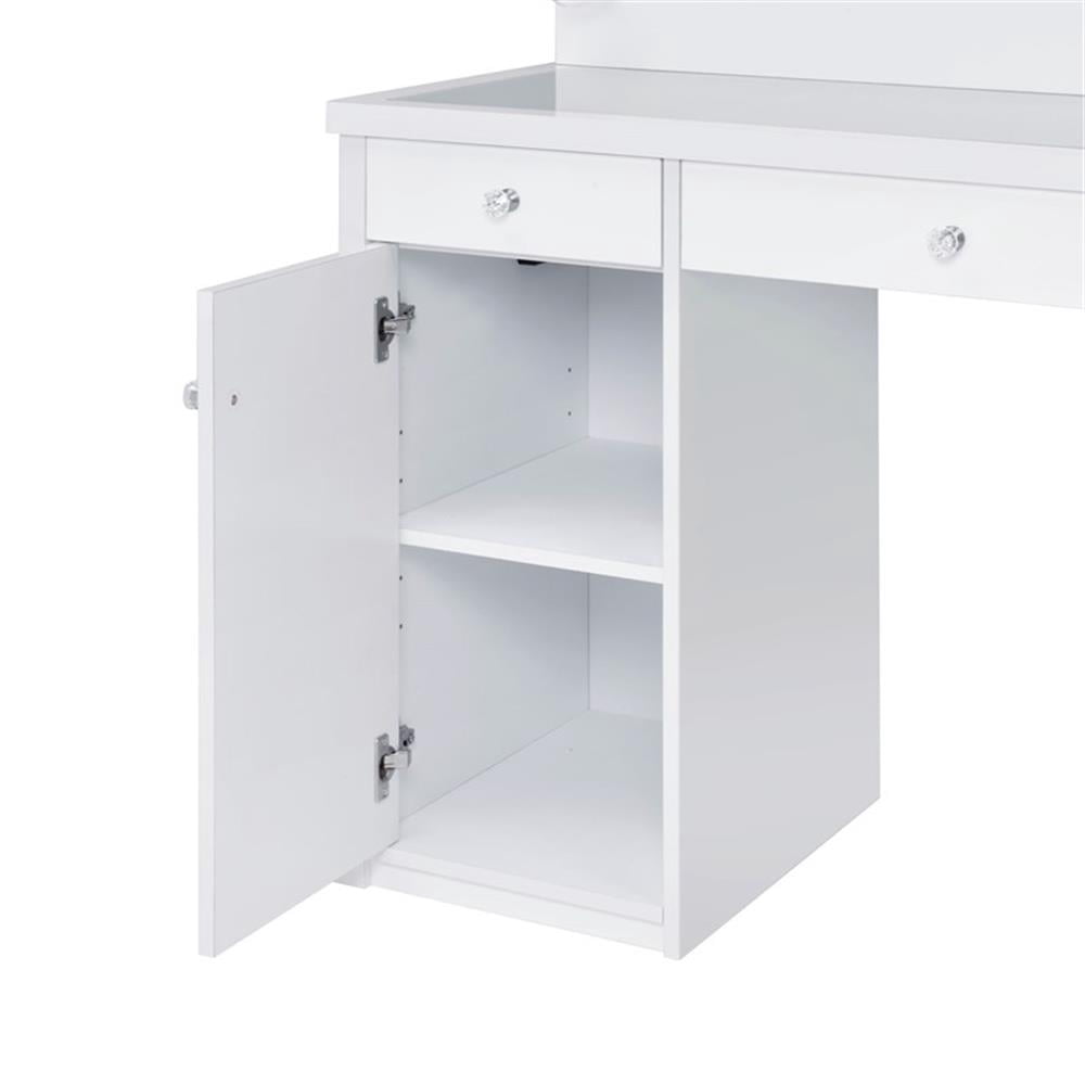Picket House Furnishings Adeline 2-Piece Transitional Glass Vanity Set in White