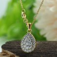 thumbnail image 3 of AFFY 0.50CT Round Moissanite Diamond Teardrop Pendant Necklace for Women 14K Yellow Gold over Siver, 3 of 9