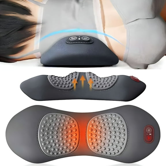 OITY 3-in-1 Back Massager - Traction, Vibration, Heat for Pain Relief (Gray Wedge Bolster)