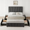 thumbnail image 3 of Twin Size Bed Frame with Adjustable Headboard and 2 Storage Drawers,Upholstered Platform Bed Frame with Wooden Slats Support,No Box Spring Needed,Noiseless Grey, 3 of 8