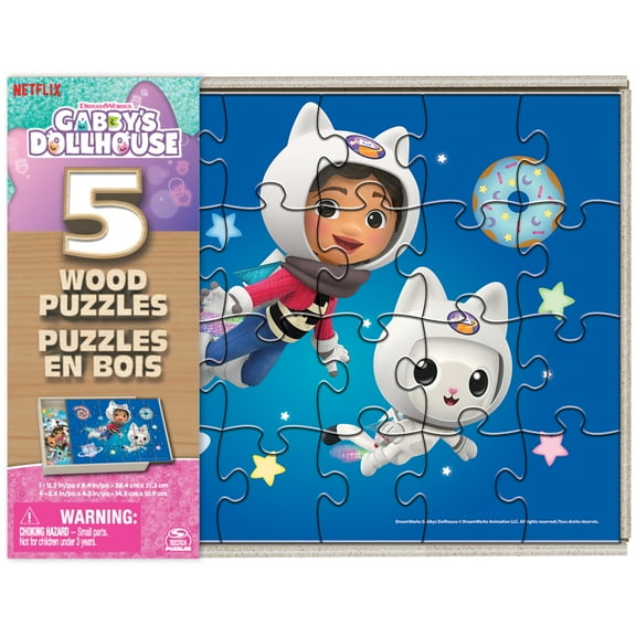 Gabbys Dollhouse 5pk Wood Puzzle