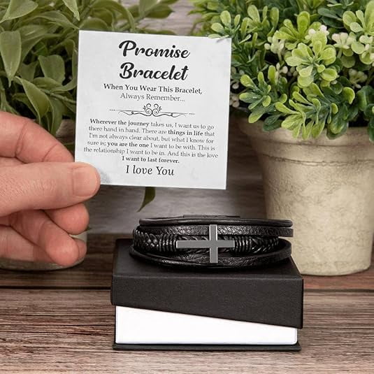 Promise Bracelet for Men, Cross Bracelet for Man, Romantic Gift for Husband, Wedding Gift for Groom, Cross Bracelet For Men, Men's Bracelet, Men's Bracelets, Birthday Gift For Boyfriend Husband