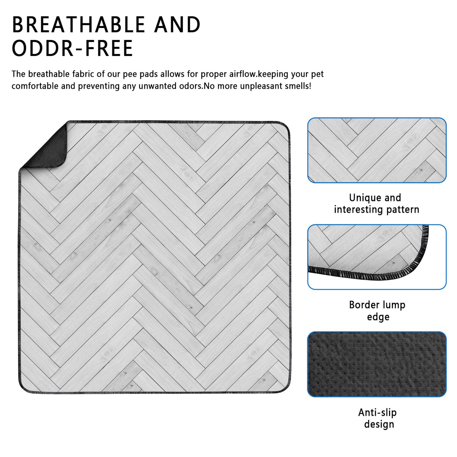 Textured Design Washable Pee Pads for Dogs, 48"x48" Stylish Leopard Print Reusable Potty Pad, Non-Slip Kennel Liner for Floors.(Texture/leopard /Geometry, 24" x35" )
