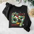 thumbnail image 2 of AQOCRITIK Christmas Sweatshirts for Women Christmas-themed fun patterns Pullover Sweatshirts Holiday Vacation Graphic Tees Tops Winter Outfit Black, 2 of 6