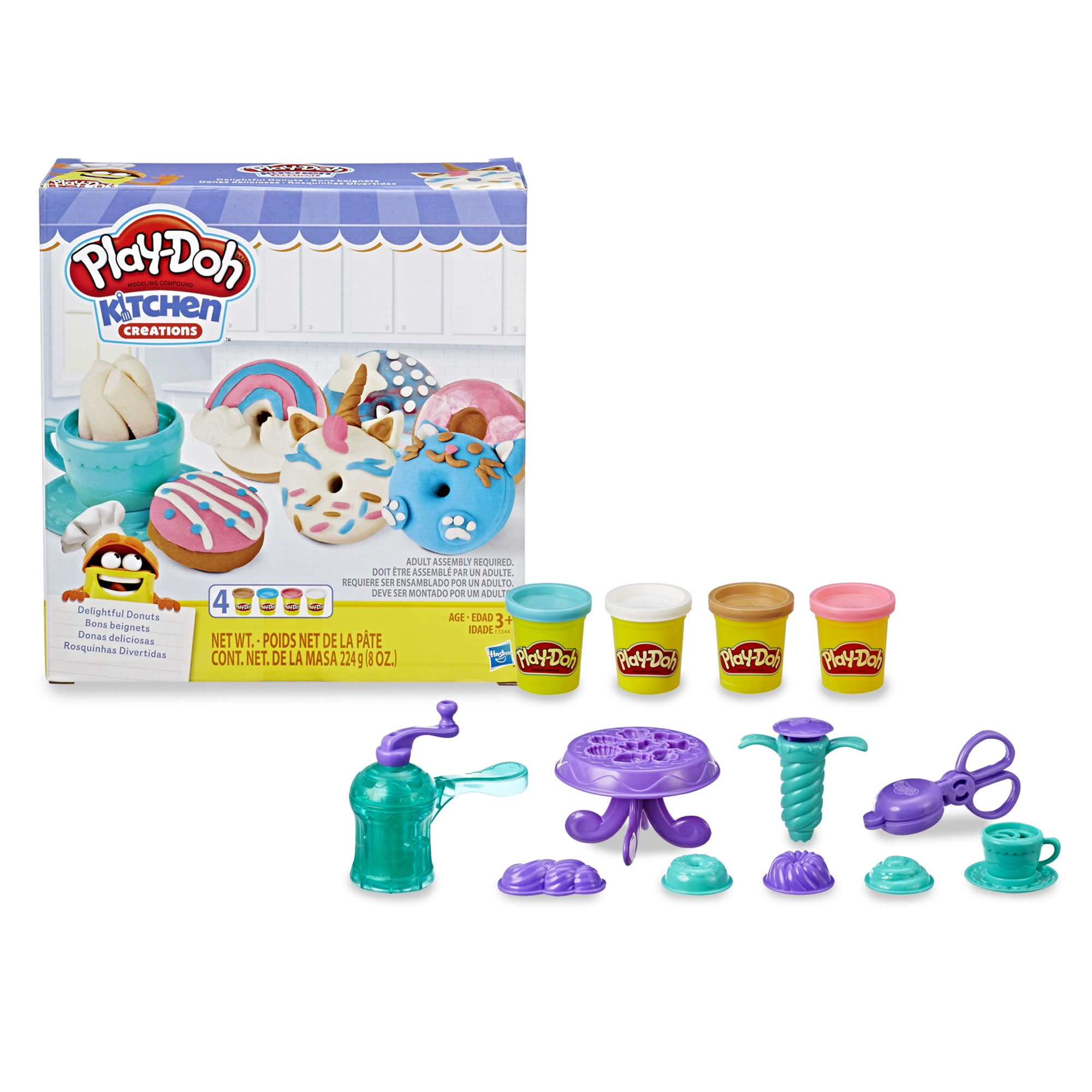 Play-Doh Kitchen Creations Delightful Donuts Food Set with 4 Cans of  Compound