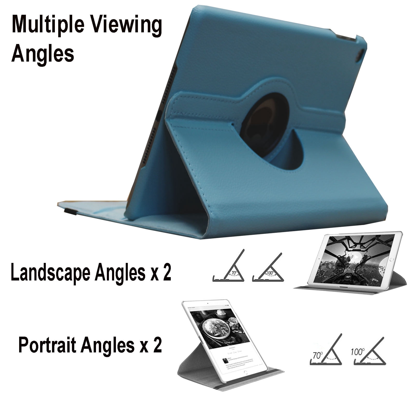 JYtrend Smart Case for iPad Air 1st / Air 2nd Generation (9.7 IN) with Pencil Holder, Rotating Stand Magnetic Auto Wake Up/Sleep Cover for iPad Air 1/Air 2 A1474 A1475 A1476 A1566 A1567 (Blue)