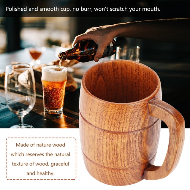 Wood Mug,Classical Natural Solid Wood Wood Cup Beer Cup Unmatched Quality