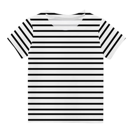 

BLVB Boys Girls Summer Striped Shirts Short Sleeve Crewneck T Shirts Casual Tee Tops Kids Summer Fashion Outfits