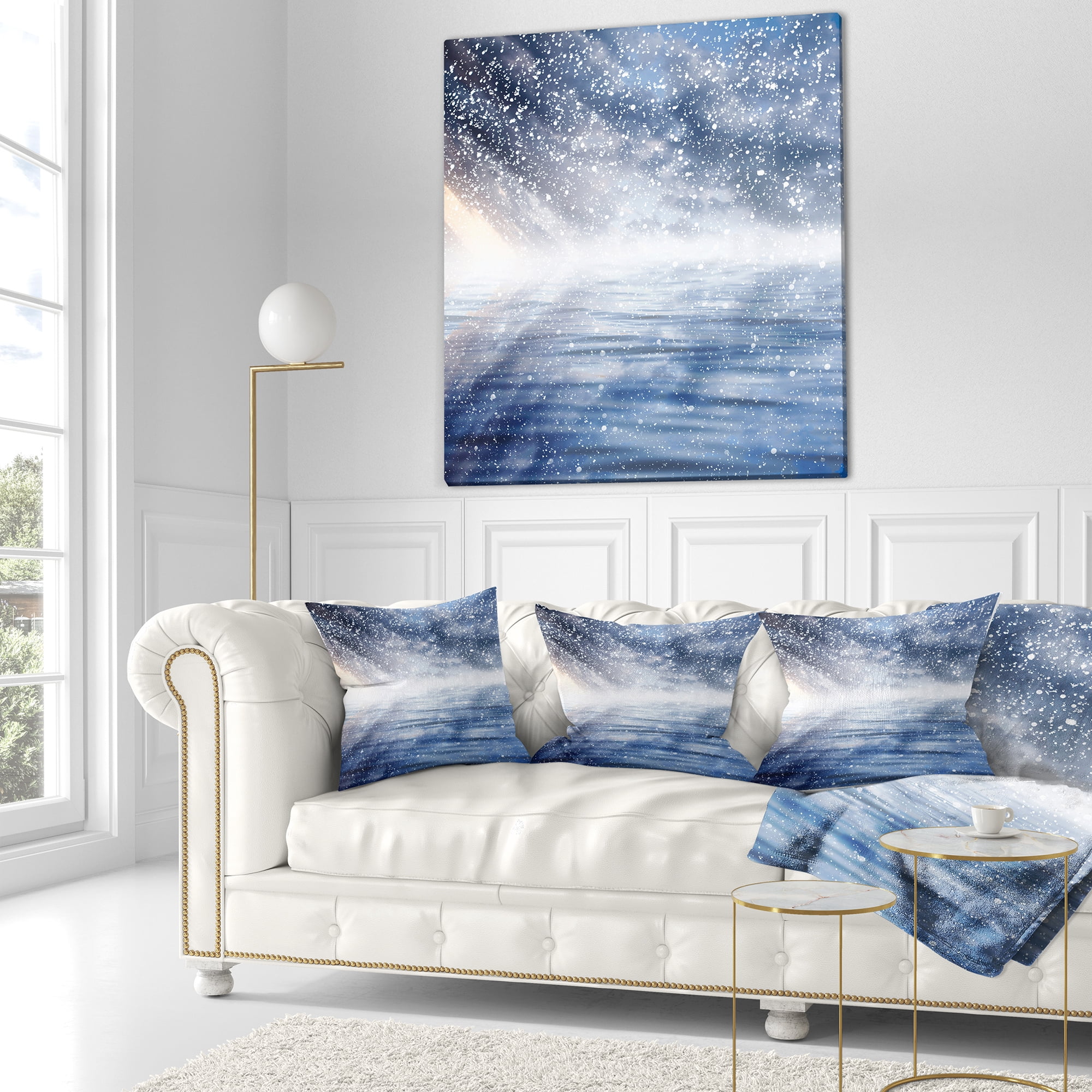 Designart Clouds with Reflection in Water - Landscape Photography Throw Pillow - 18x18