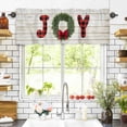 thumbnail image 3 of Christmas Garland Valances for Windows Joy Red Bow Beige Wood Grain Winter Rod Pocket Curtain Valance Window Treatment Short Curtains for Kitchen Living Room, 54"x18", 3 of 5