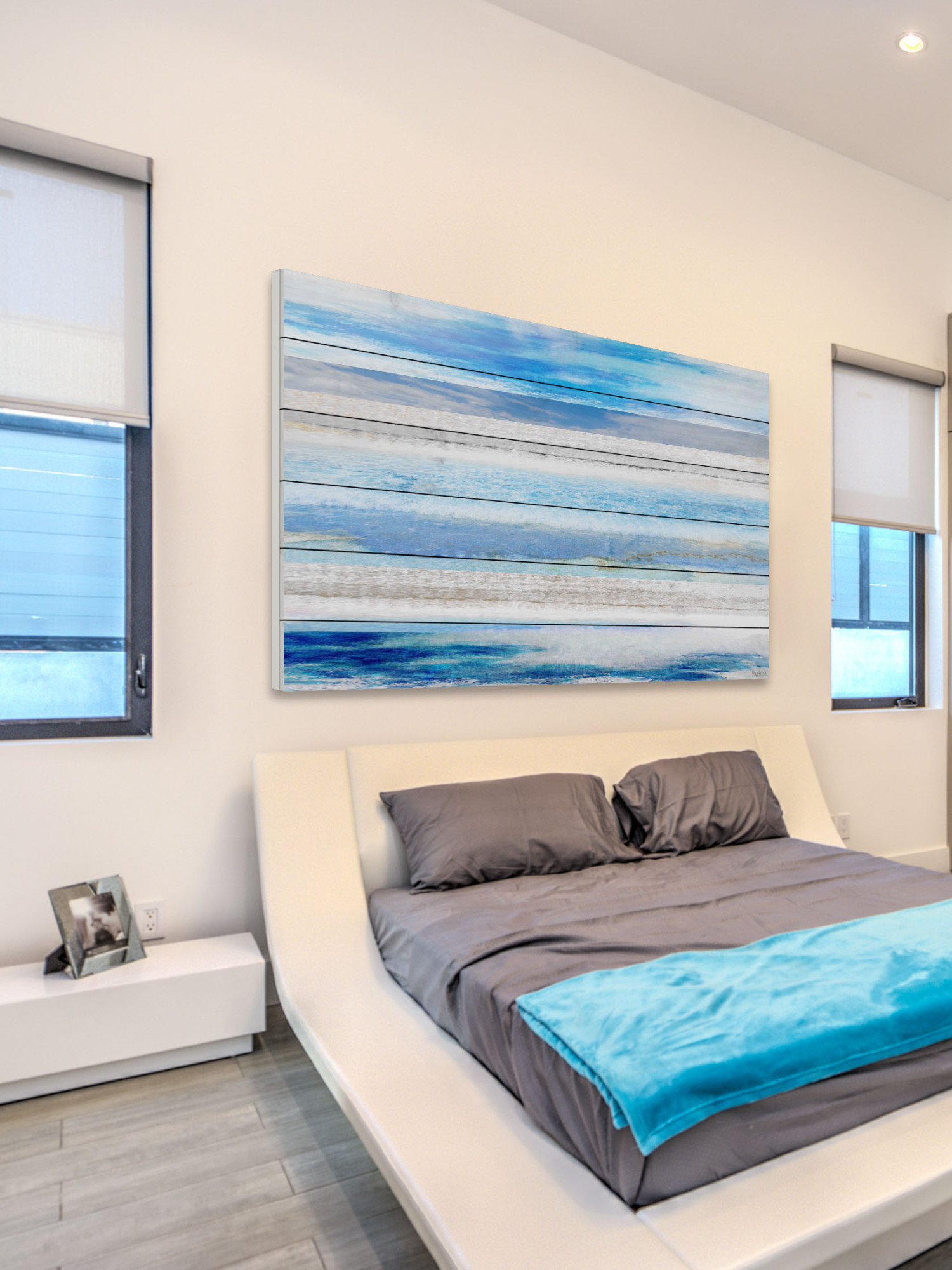 Parvez Taj "Baia Azul" Print on White Wood