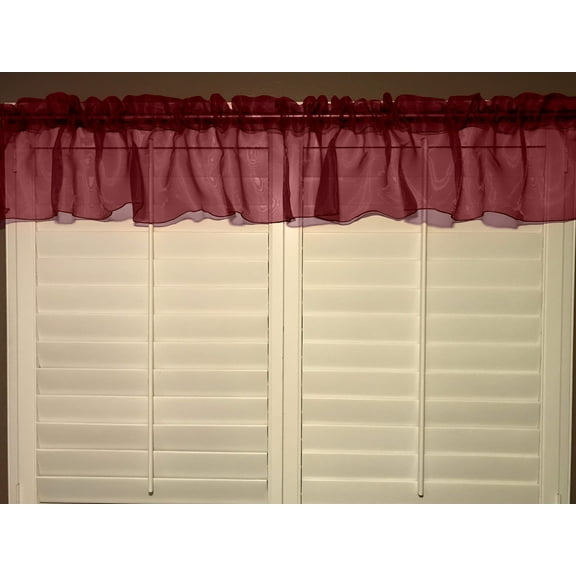 sheer organza window valance 58 wide burgundy