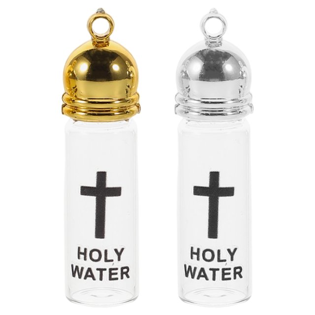 2 botellas de agua bendita católicas para primera comunión, recipientes de vidrio para deseos bíblicos y bendiciones, para iglesias, bodas y fiestas.