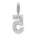 thumbnail image 3 of Auriga Fine Jewelry 925 Sterling Silver Cubic Zirconia Numeral 5 Charm Pendant for Women (L- 0.5mm, W- 8mm), 3 of 5