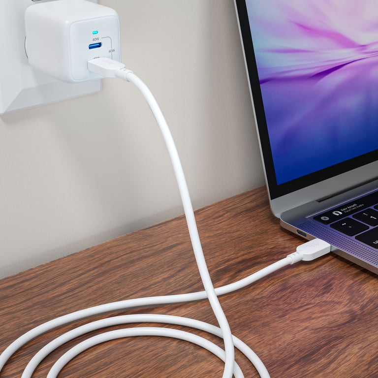 onn 10 Ft USB-C to USB-C Charging Cable, White photo 5