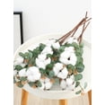 thumbnail image 4 of 1Pc/5Pcs Artificial Dried Cotton Flower with Eucalyptus Leaves for Wedding Party Home Decoration, 4 of 6
