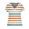 thumbnail image 6 of Women's Summer T-Shirts Fashion Color Block Striped Print Shirts Large Size Loose V-neck Blouses Short Sleeve TShirt Pullover Top, 6 of 6