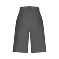 thumbnail image 6 of TaTaai Women Casual Solid Pleated Up Shorts Loose Linen Blend Knee Length Pants With Pockets Fashion Daily Home Wear Gift, 6 of 9