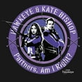 thumbnail image 2 of Girl's Marvel Hawkeye Partners, Am I Right? Stamp  Graphic Tee Black Large, 2 of 4