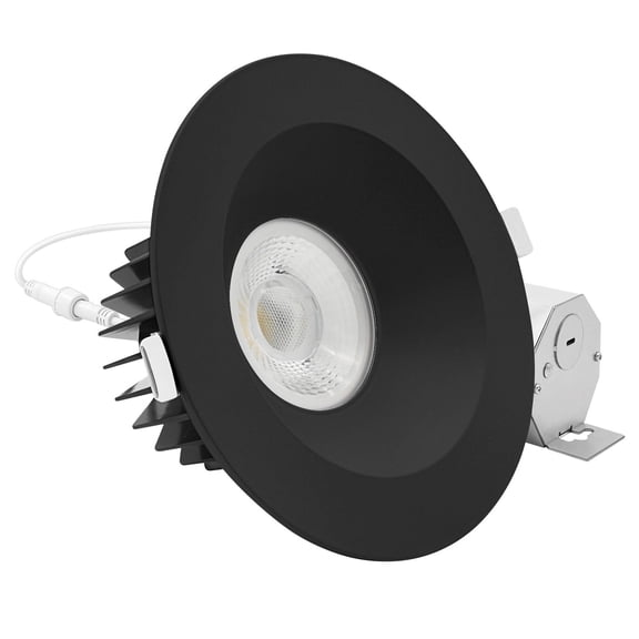 LUXRITE 6 In. LED Regressed Light with Round Black Trim, 22W, 1800LM, 5CCT, 38 Beam, Dimmable, Twist-N-Lock, CRI90 ETL