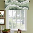 thumbnail image 3 of Sage Green Ombre Curtain Valances for Windows, Kitchen Valance Window Treatments Panel 2 Pack, Modern Moire Geometric Abstract Rod Pocket Short Curtains for Bathroom Bedroom 42 x 12 Inch, 3 of 8