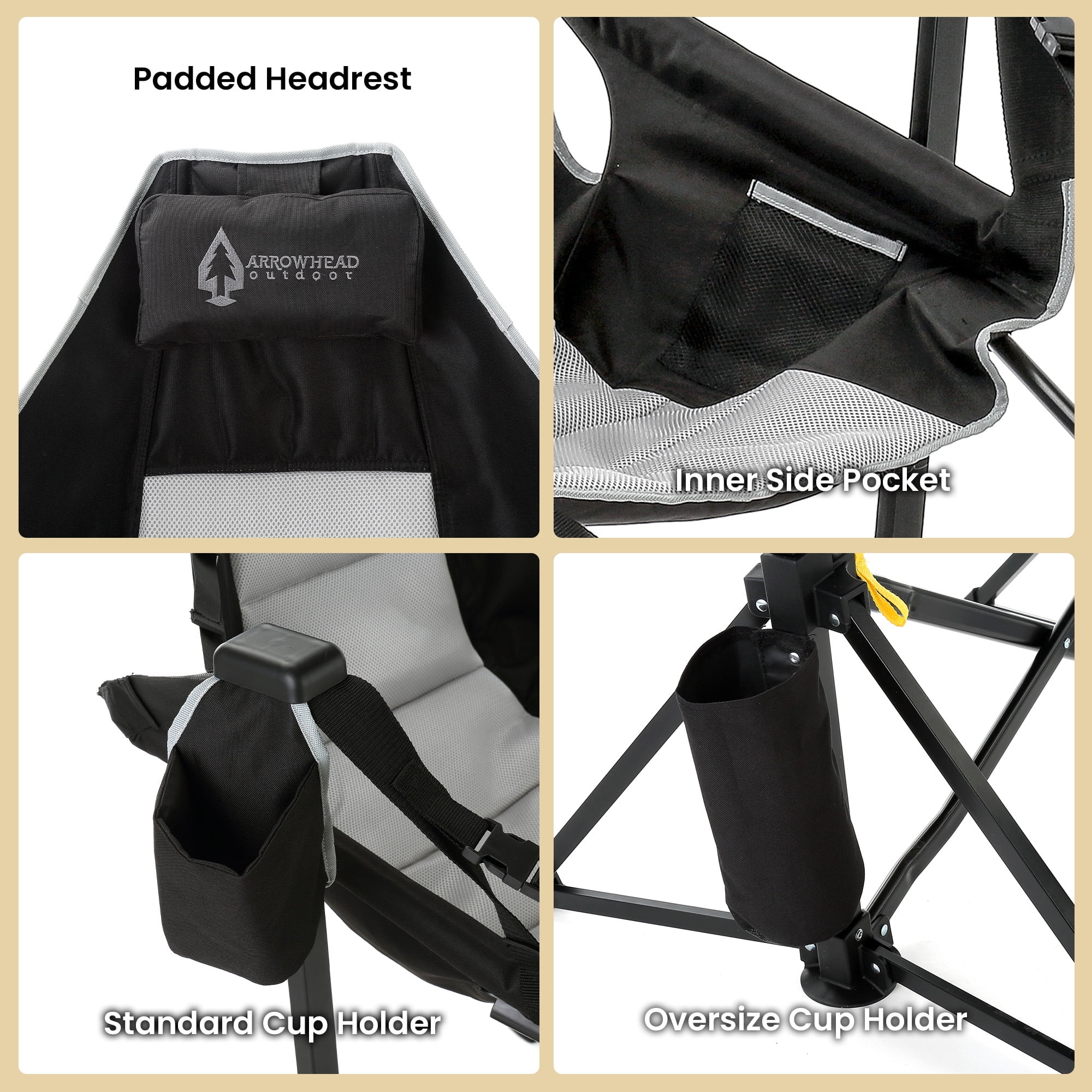 2-Pack Arrowhead Outdoor Folding Camp Hammock Chair with Footrest