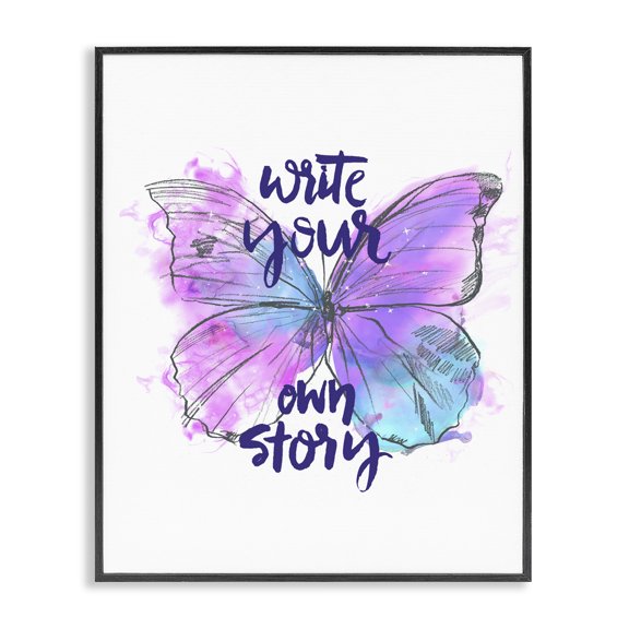 Stupell Industries Bohemian Write Your Story Butterfly Black Framed Giclee Art, 11 x 14, by Jennifer Paxton Parker