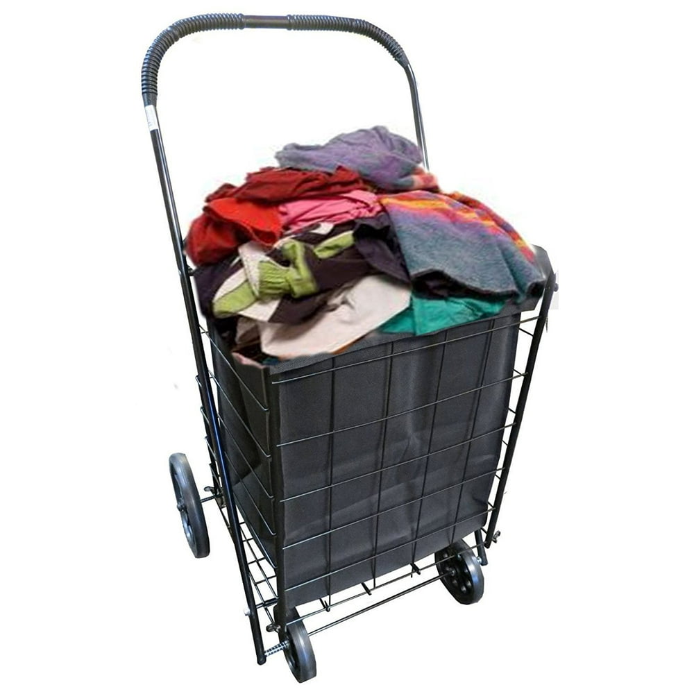 Extra Large Folding Shopping Cart Basket 4 Wheel Jumbo with FREE
