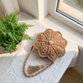 thumbnail image 2 of Btomtd Crochet Flower Crossbody Bags for Women, Small Handmade Shoulder Bag with Pearl Tassel, Travel Purse, Khaki, 2 of 7