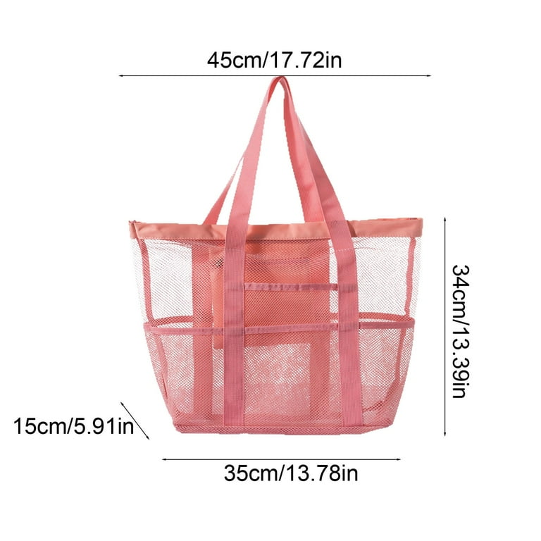 RBCKVXZ Pink Mesh Beach Bag, Casual Womens Shoulder Handbag, Large