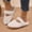 Beige, variant on JUSLIO Womens House Slippers, Indoor House Slippers Closed Toe Slide Slip On Fuzzy Plush Flat Sole Non Slip Slippers Pink