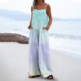 thumbnail image 2 of Lenpel Overalls for Women Loose Sleeveless Spaghetti Strap Tie Dye Wide Leg Jumpsuits Bib Casual Rompers with Pockets, 2 of 6