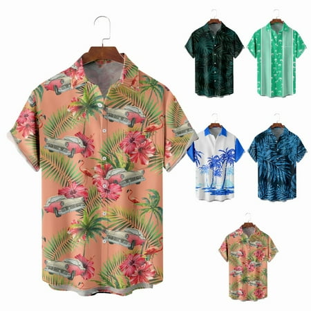 

Teens Mens Crewneck Button Down Shirts Regular Vacation Clothes For Men