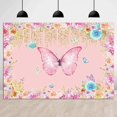 thumbnail image 1 of Butterfly Backdrop for Princess Girls Happy Birthday Party Banner Vinyl 5x3ft Fairy Butterflies Floral Photo Background Baby Kids Garden Tea Party Cak, 1 of 4
