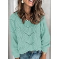 thumbnail image 3 of Asyoly Women Casual Crewneck Cable Knit Sweater Loose Bawting Long Sleeve Jumper Pullover, 3 of 5