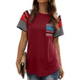 thumbnail image 4 of Camiseta de mujer Camiseta de manga corta con estampado de rayas Top Summer Causal T Shirt, Rojo, XXL Inevent AP001701-20, 4 of 7