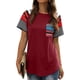 thumbnail image 1 of Qarigey Top con dobladillo en la parte delantera a rayas para mujer Prendas para la parte del cuerpo Rojo S, 1 of 6