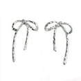 thumbnail image 2 of Eosunjian 1 Pair Women Earrings Irregular Bow Shape Vintage Alloy Electroplated Ear Jewelry Lady Prom Cocktail Party Ear Stud Daily Stud Earrings Silver, 2 of 10