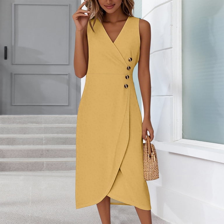 Graduation Dresses For Women 2024, Tank Dresses Casual Wrap V Neck  Sleeveless Boho Dress Chiffon Maternity Dresses Formal Gowns And Evening  Dresses Petite Church Dresses (M, Yellow) ZMTing - Walmart.com
