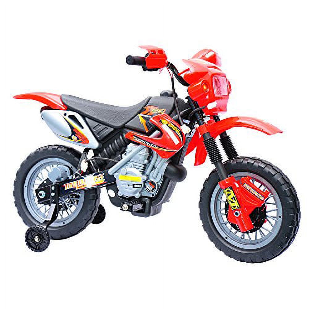 Maboto 6V Kids Electric Battery-Powered Ride-On Motorcycle Outdoor Recreation Dirt Bike Toy with Training Wheels for 3 - 6 Years Old - Red - image 2 of 7