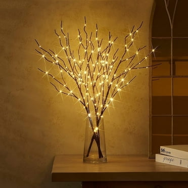 Lighted Willow Branches with 100 LED Lights, Battery Operated for Festive Christmas Decor Indoors and Outdoors, 30 inch, Brown