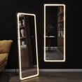 thumbnail image 2 of Dovelina 63"x16" Frameless Led Mirror Full Length Mirror Flat Floor / Wall Mirror With Light, White, 2 of 10
