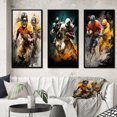 thumbnail image 1 of Designart "Dynamic Plays Yellow Football wall art II" Sports Framed Wall Art Set Of 3 - Yellow Football Frame Gallery Wall Set For Home Decor, 1 of 6