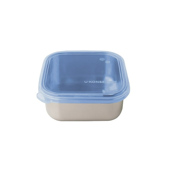 U-Konserve Stainless Steel Food Storage Bento Box Container, Leak Proof Silicone Lid Dishwasher Safe - Plastic Free (15oz Blue)