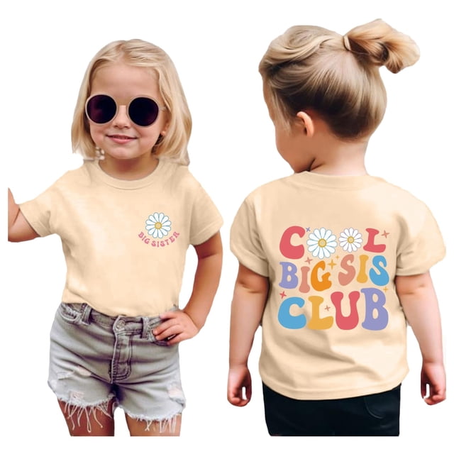 Chemises pour Enfants Filles Imprimées Manches Courtes Col Rond Tenues d'Été Filles T-Shirts 4-5 Ans