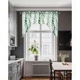 thumbnail image 3 of Green Weeping Eucalyptus Swag Valances for Windows, Small Curtains Drapes, Spring Summer Country Leaves Kitchen Window Curtains Over Sink Window Treatment Valance for Bedroom/Bathroom 56"x36", 3 of 5