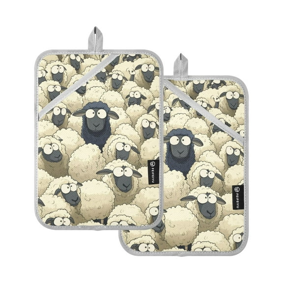 Black Sheep in A White Sheep Oven Mitts Pot Holders 2 pcs Heat Resistant for Kitchen Baking Grilling