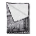 thumbnail image 2 of New York Soft Flannel Fleece Throw Blanket, Black and White Panorama of NYC Skyline Focus on Manhattan Bridge Photograph Print, Cozy Plush for Indoor and Outdoor Use, 50" x 60", Grey, by Ambesonne, 2 of 5