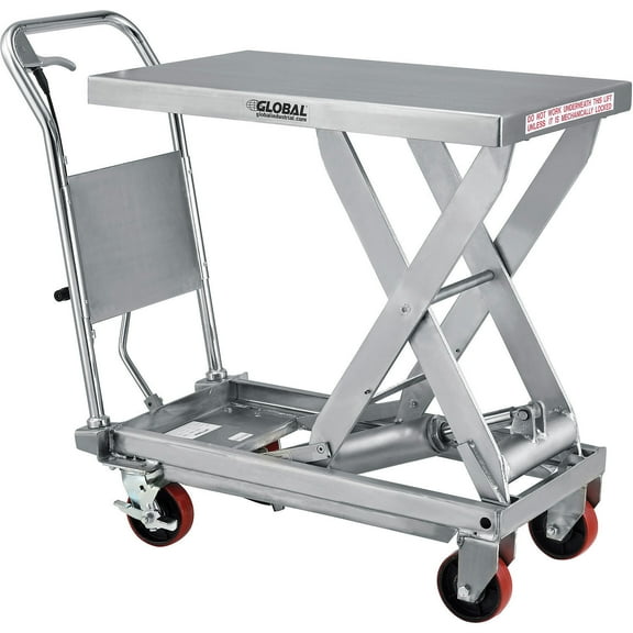 19-3/4" x 32" Stainless Steel Mobile Scissor Lift Table, 1000 Lb. Cap.